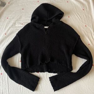 cropped zip up sweater hoodie